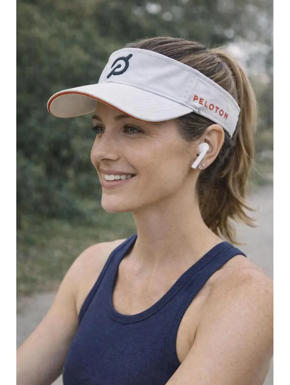 Peloton Performance Visor Hat White Orange Logo Athletic Running Tennis Golf
